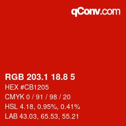 カラーコード: RGB 203.1 18.8 5 | qconv.com