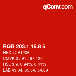カラーコード: RGB 203.1 18.8 6 | qconv.com