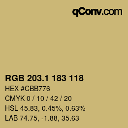 カラーコード: RGB 203.1 183 118 | qconv.com