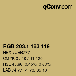 カラーコード: RGB 203.1 183 119 | qconv.com