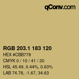 カラーコード: RGB 203.1 183 120 | qconv.com