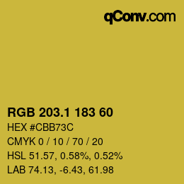 カラーコード: RGB 203.1 183 60 | qconv.com