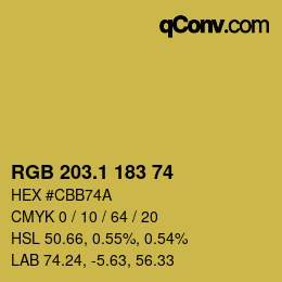 カラーコード: RGB 203.1 183 74 | qconv.com