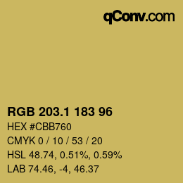 カラーコード: RGB 203.1 183 96 | qconv.com
