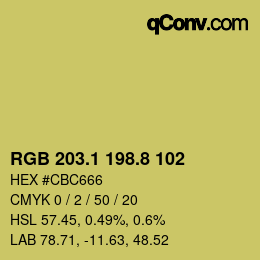 カラーコード: RGB 203.1 198.8 102 | qconv.com