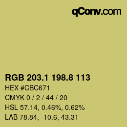 Code couleur: RGB 203.1 198.8 113 | qconv.com