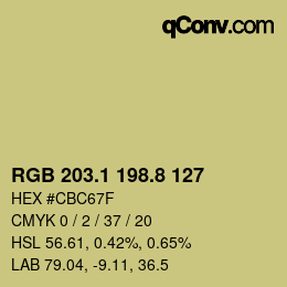 カラーコード: RGB 203.1 198.8 127 | qconv.com