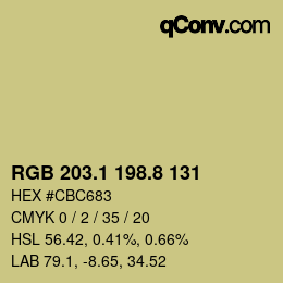 Color code: RGB 203.1 198.8 131 | qconv.com