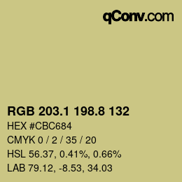 Color code: RGB 203.1 198.8 132 | qconv.com