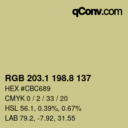 Color code: RGB 203.1 198.8 137 | qconv.com