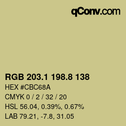 Color code: RGB 203.1 198.8 138 | qconv.com