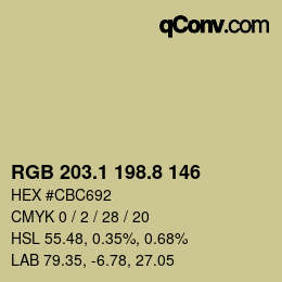 カラーコード: RGB 203.1 198.8 146 | qconv.com