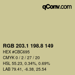 Color code: RGB 203.1 198.8 149 | qconv.com