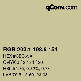 Color code: RGB 203.1 198.8 154 | qconv.com