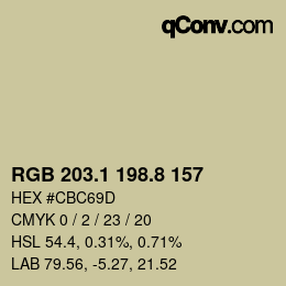 カラーコード: RGB 203.1 198.8 157 | qconv.com