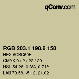 Color code: RGB 203.1 198.8 158 | qconv.com