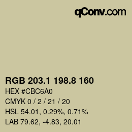 Farbcode: RGB 203.1 198.8 160 | qconv.com