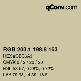 Color code: RGB 203.1 198.8 163 | qconv.com