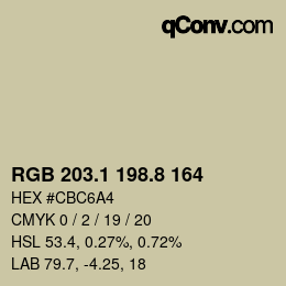 カラーコード: RGB 203.1 198.8 164 | qconv.com
