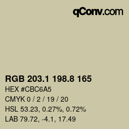 Color code: RGB 203.1 198.8 165 | qconv.com