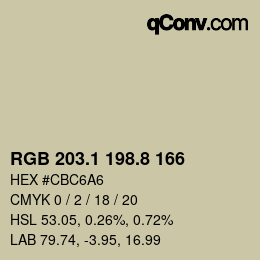 Color code: RGB 203.1 198.8 166 | qconv.com