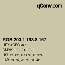 カラーコード: RGB 203.1 198.8 167 | qconv.com