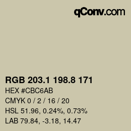 カラーコード: RGB 203.1 198.8 171 | qconv.com