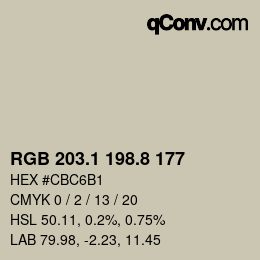 Color code: RGB 203.1 198.8 177 | qconv.com