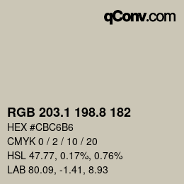 Color code: RGB 203.1 198.8 182 | qconv.com