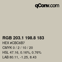 カラーコード: RGB 203.1 198.8 183 | qconv.com