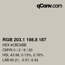 Color code: RGB 203.1 198.8 187 | qconv.com