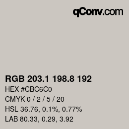 Color code: RGB 203.1 198.8 192 | qconv.com