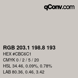 Farbcode: RGB 203.1 198.8 193 | qconv.com