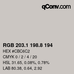 Color code: RGB 203.1 198.8 194 | qconv.com