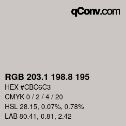 Color code: RGB 203.1 198.8 195 | qconv.com