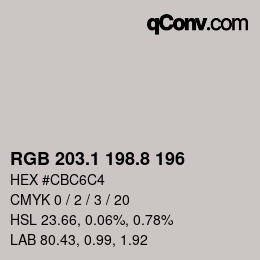 Color code: RGB 203.1 198.8 196 | qconv.com