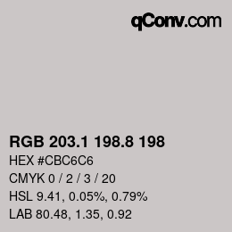 Color code: RGB 203.1 198.8 198 | qconv.com