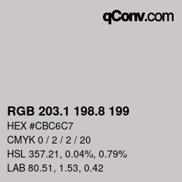 Color code: RGB 203.1 198.8 199 | qconv.com