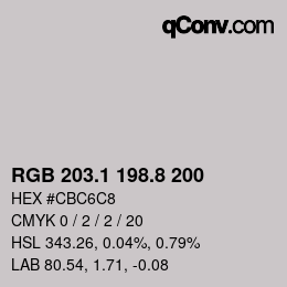 カラーコード: RGB 203.1 198.8 200 | qconv.com