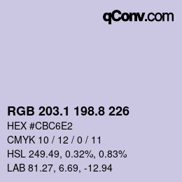Color code: RGB 203.1 198.8 226 | qconv.com