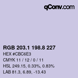 Color code: RGB 203.1 198.8 227 | qconv.com