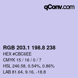 Color code: RGB 203.1 198.8 238 | qconv.com