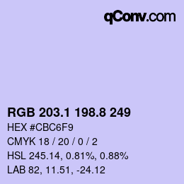 Color code: RGB 203.1 198.8 249 | qconv.com