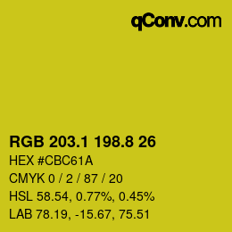 カラーコード: RGB 203.1 198.8 26 | qconv.com