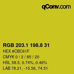 カラーコード: RGB 203.1 198.8 31 | qconv.com