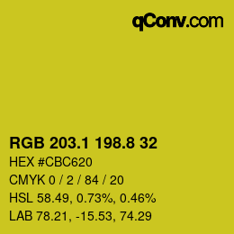 カラーコード: RGB 203.1 198.8 32 | qconv.com