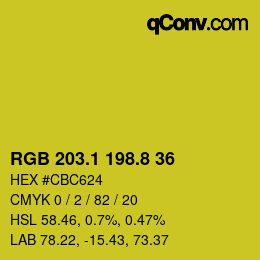 カラーコード: RGB 203.1 198.8 36 | qconv.com