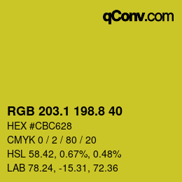 カラーコード: RGB 203.1 198.8 40 | qconv.com