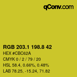 カラーコード: RGB 203.1 198.8 42 | qconv.com
