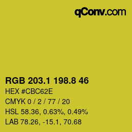 カラーコード: RGB 203.1 198.8 46 | qconv.com